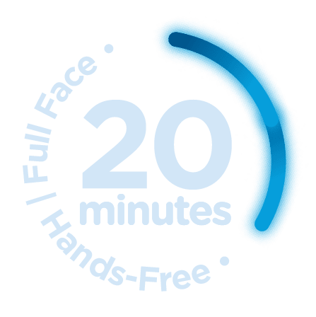 Full face in 20 minutes, hands free